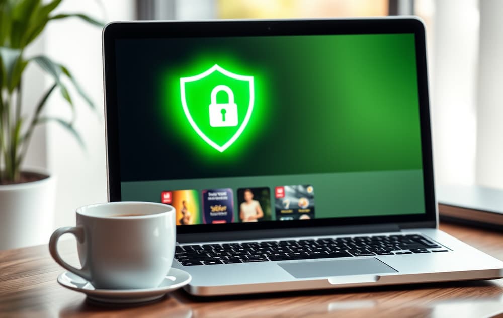Skjermbilde av et trygt nettcasino med sikkerhetsikon og uttaksbekreftelse