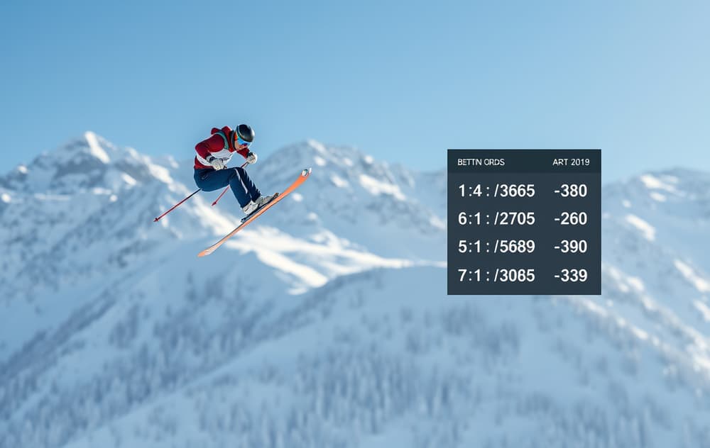 Skihopper i luften med odds-overlegg – illustrasjon av betting på skihopp